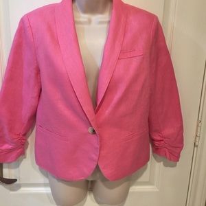 Gibson Pink Cropped Linen Jacket